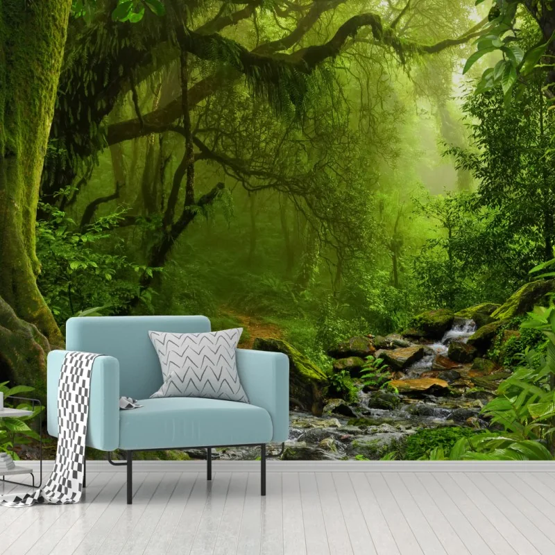 Fototapeta zaczarowany zielony leśny strumień – Wallissimo® Fototapeta zaczarowany zielony leśny strumień – Wallissimo®