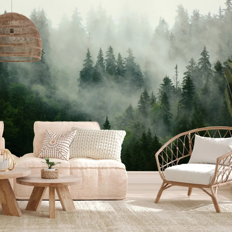 Fototapeta mglisty iglasty las – Wallissimo® Fototapeta mglisty iglasty las – Wallissimo®