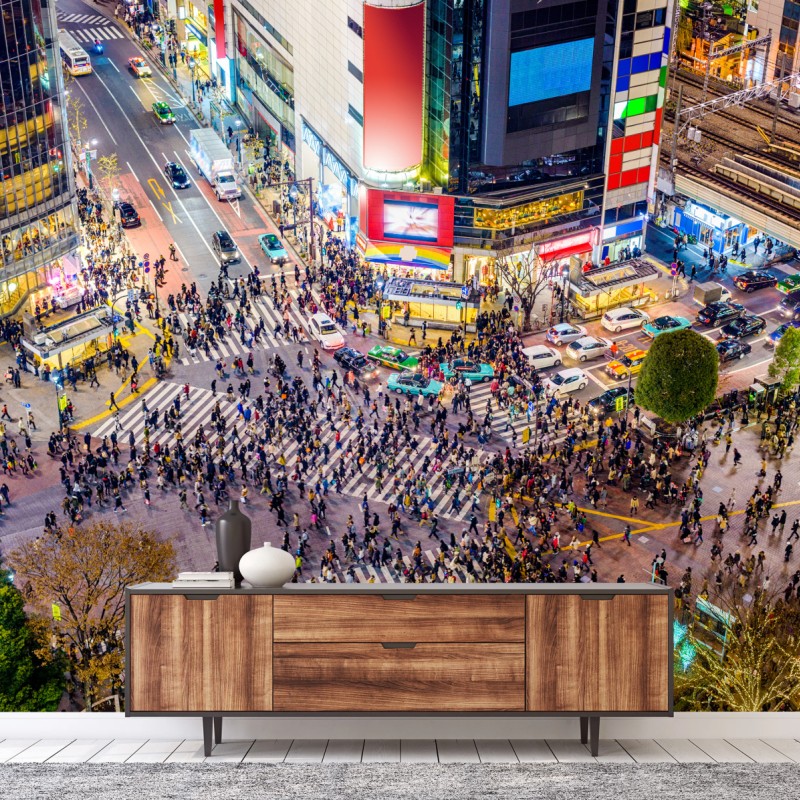 Fototapeta Shibuya nocne skrzyżowanie – Wallissimo® Fototapeta Shibuya nocne skrzyżowanie – Wallissimo®