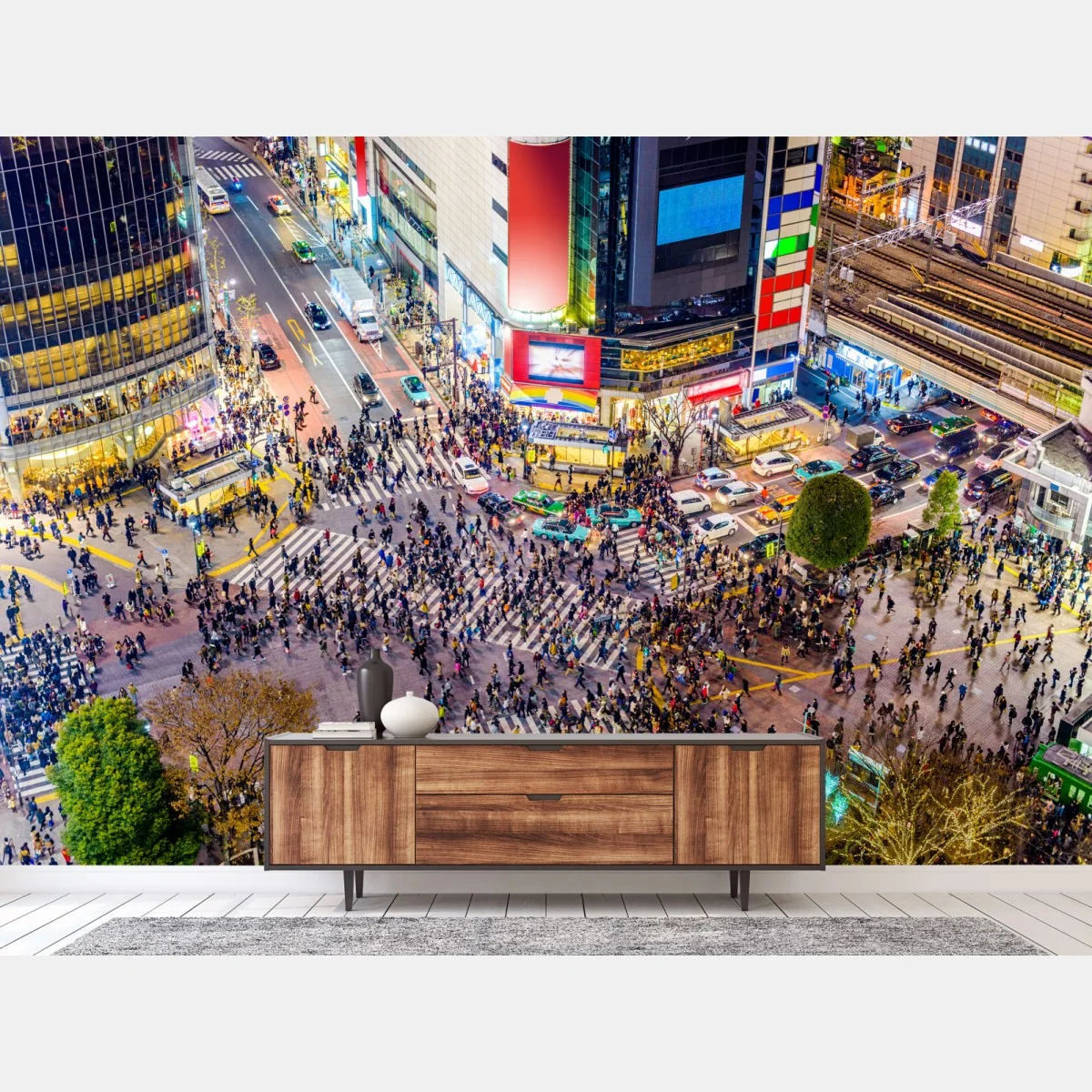 Fototapeta Shibuya nocne skrzyżowanie – Wallissimo® Fototapeta Shibuya nocne skrzyżowanie – Wallissimo®