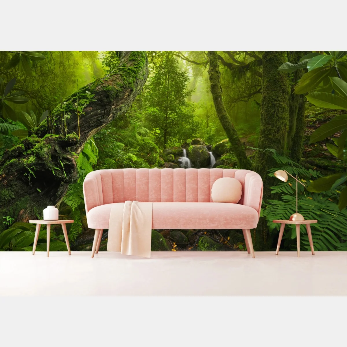 Fototapeta bujny zielony las z potokiem – Wallissimo® Fototapeta bujny zielony las z potokiem – Wallissimo®