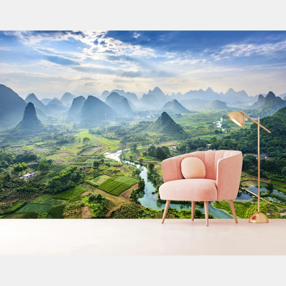 Fototapeta mglista dolina górska z karstowymi szczytami o świcie – Wallissimo® Fototapeta mglista dolina górska z karstowymi szczytami o świcie – Wallissimo®