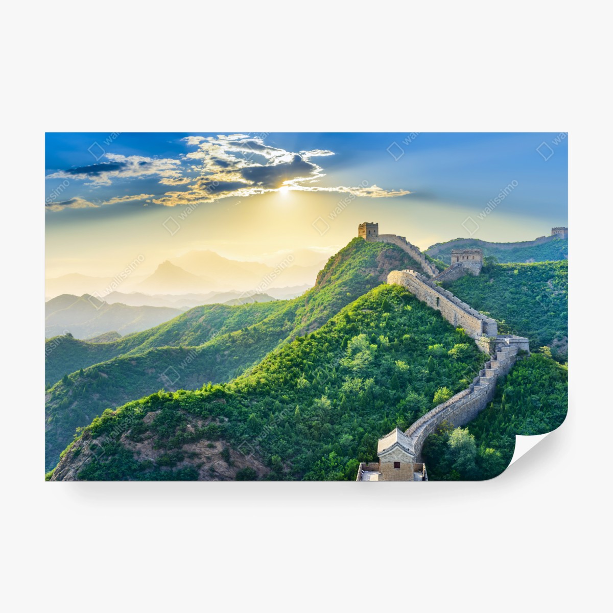Fototapeta Wielki Mur o świcie nad zielonymi górami – Wallissimo® Fototapeta Wielki Mur o świcie nad zielonymi górami – Wallissimo®