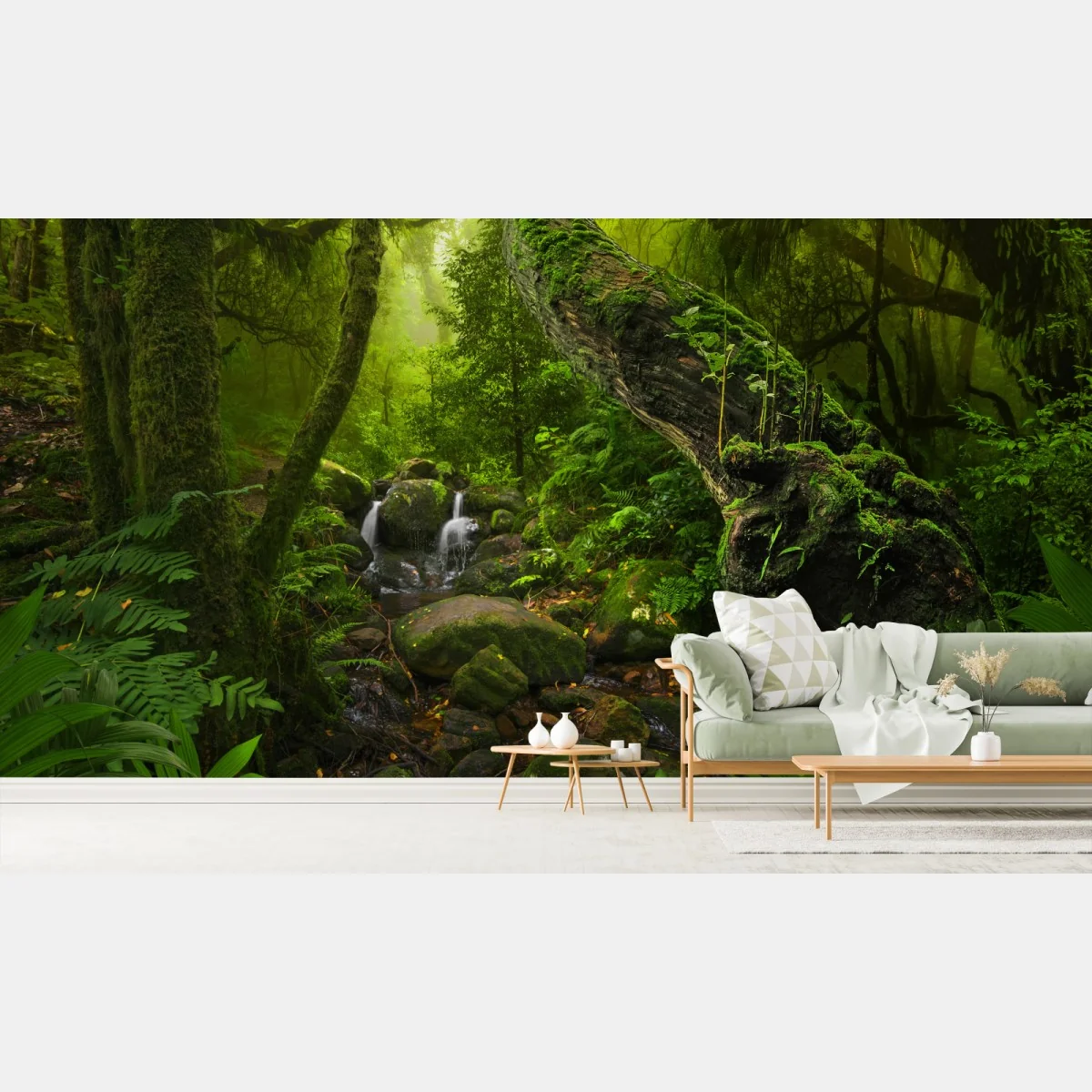 Fototapeta mchy i strumień w porannym świetle – Wallissimo® Fototapeta mchy i strumień w porannym świetle – Wallissimo®