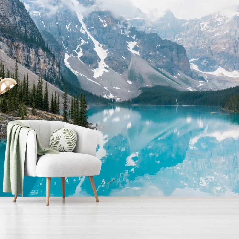 Fototapeta turkusowe jezioro moraine w Banff – Wallissimo® Fototapeta turkusowe jezioro moraine w Banff – Wallissimo®