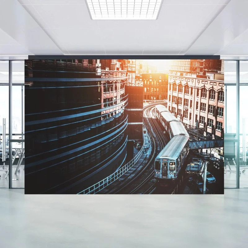 Fototapeta Chicago kolej nadziemna w centrum – Wallissimo® Fototapeta Chicago kolej nadziemna w centrum – Wallissimo®