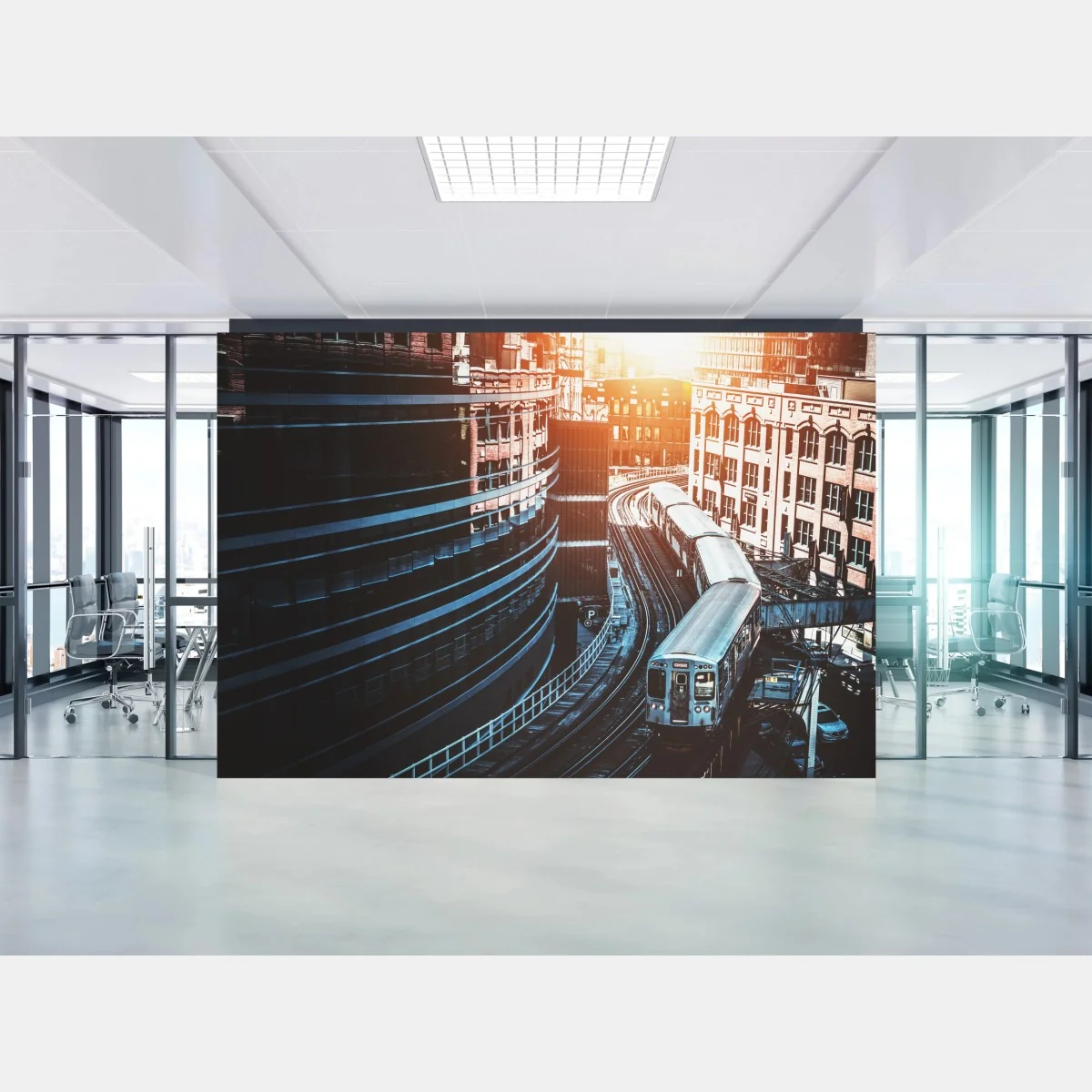 Fototapeta Chicago kolej nadziemna w centrum – Wallissimo® Fototapeta Chicago kolej nadziemna w centrum – Wallissimo®