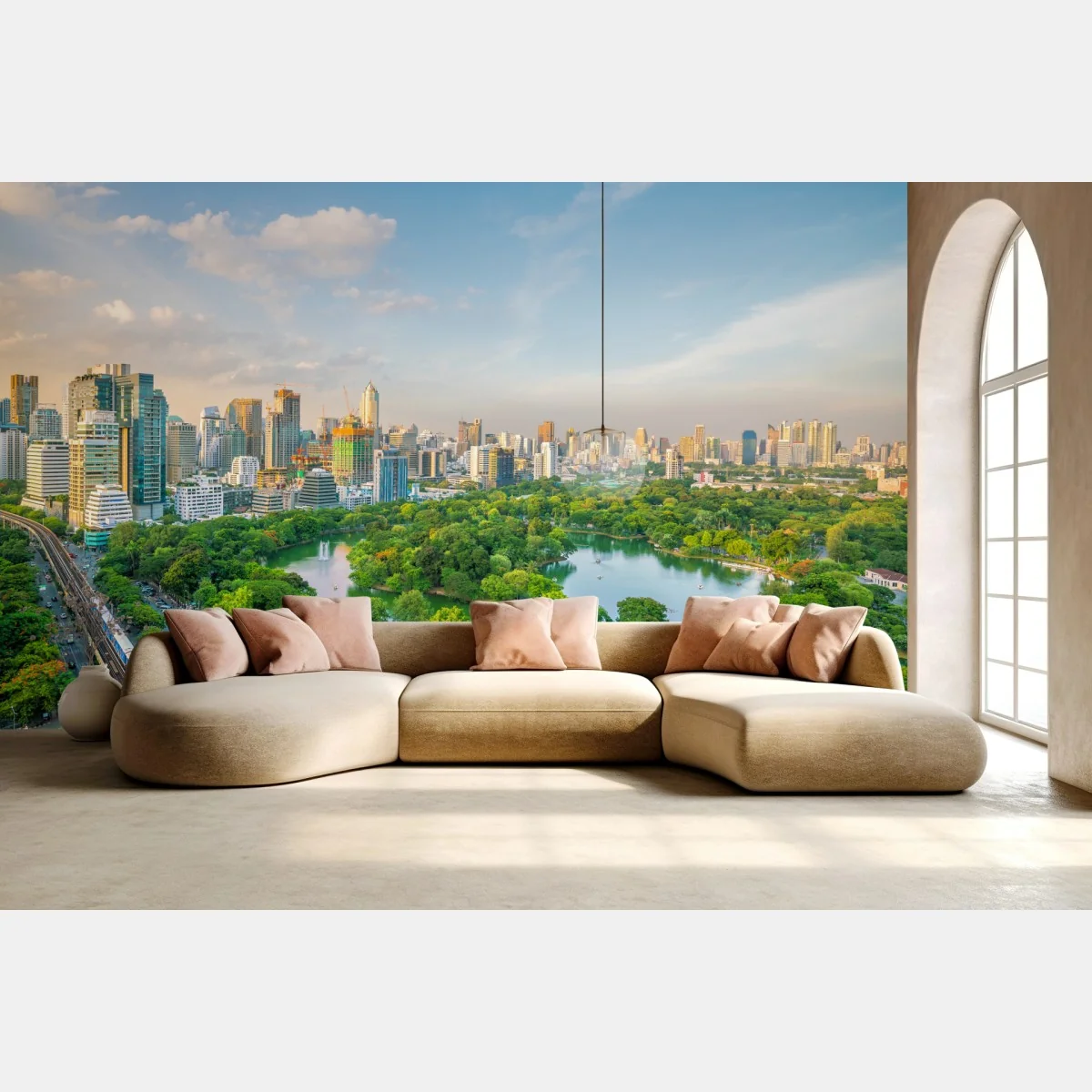 Fototapeta Bangkok panorama nad parkiem Lumpini – Wallissimo® Fototapeta Bangkok panorama nad parkiem Lumpini – Wallissimo®
