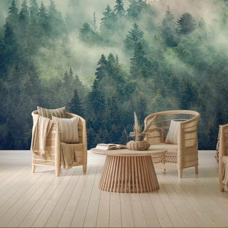 Fototapeta mglisty wieczniezielony las – Wallissimo® Fototapeta mglisty wieczniezielony las – Wallissimo®