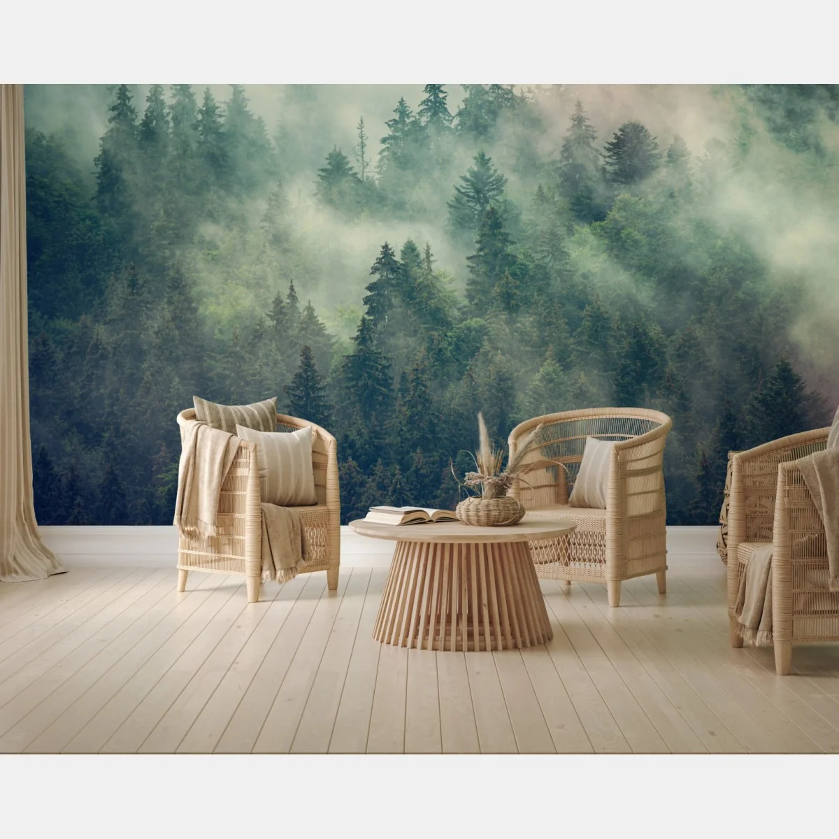 Fototapeta mglisty wieczniezielony las – Wallissimo® Fototapeta mglisty wieczniezielony las – Wallissimo®