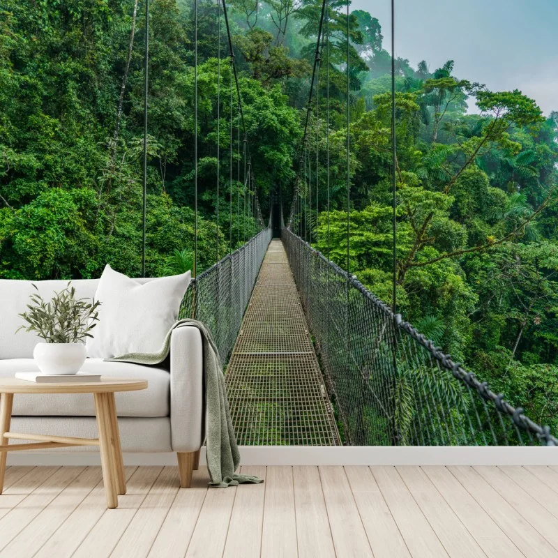 Fototapeta wiszący most w bujnej dżungli – Wallissimo® Fototapeta wiszący most w bujnej dżungli – Wallissimo®