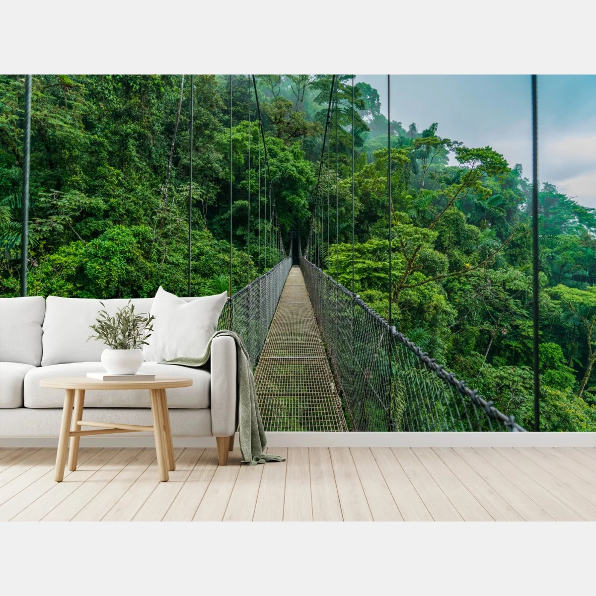 Fototapeta wiszący most w bujnej dżungli – Wallissimo® Fototapeta wiszący most w bujnej dżungli – Wallissimo®