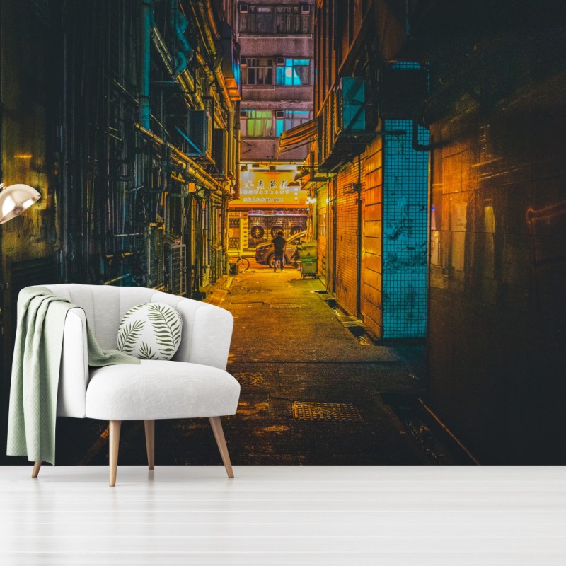 Fototapeta Hongkong neonowy zaułek w nocy – Wallissimo® Fototapeta Hongkong neonowy zaułek w nocy – Wallissimo®