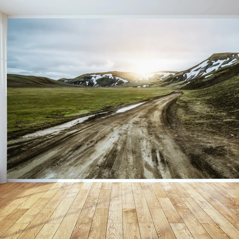 Fototapeta Landmanalaugar malownicza droga na wyżynie – Wallissimo® Fototapeta Landmanalaugar malownicza droga na wyżynie – Wallissimo®