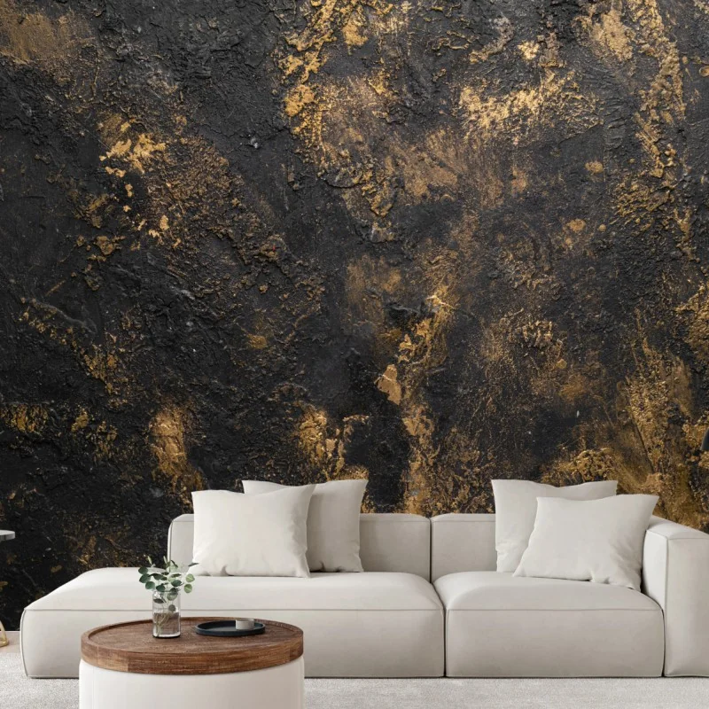 Fototapeta czarno-złota teksturowana abstrakcja ścienna – Wallissimo® Fototapeta czarno-złota teksturowana abstrakcja ścienna – Wallissimo®