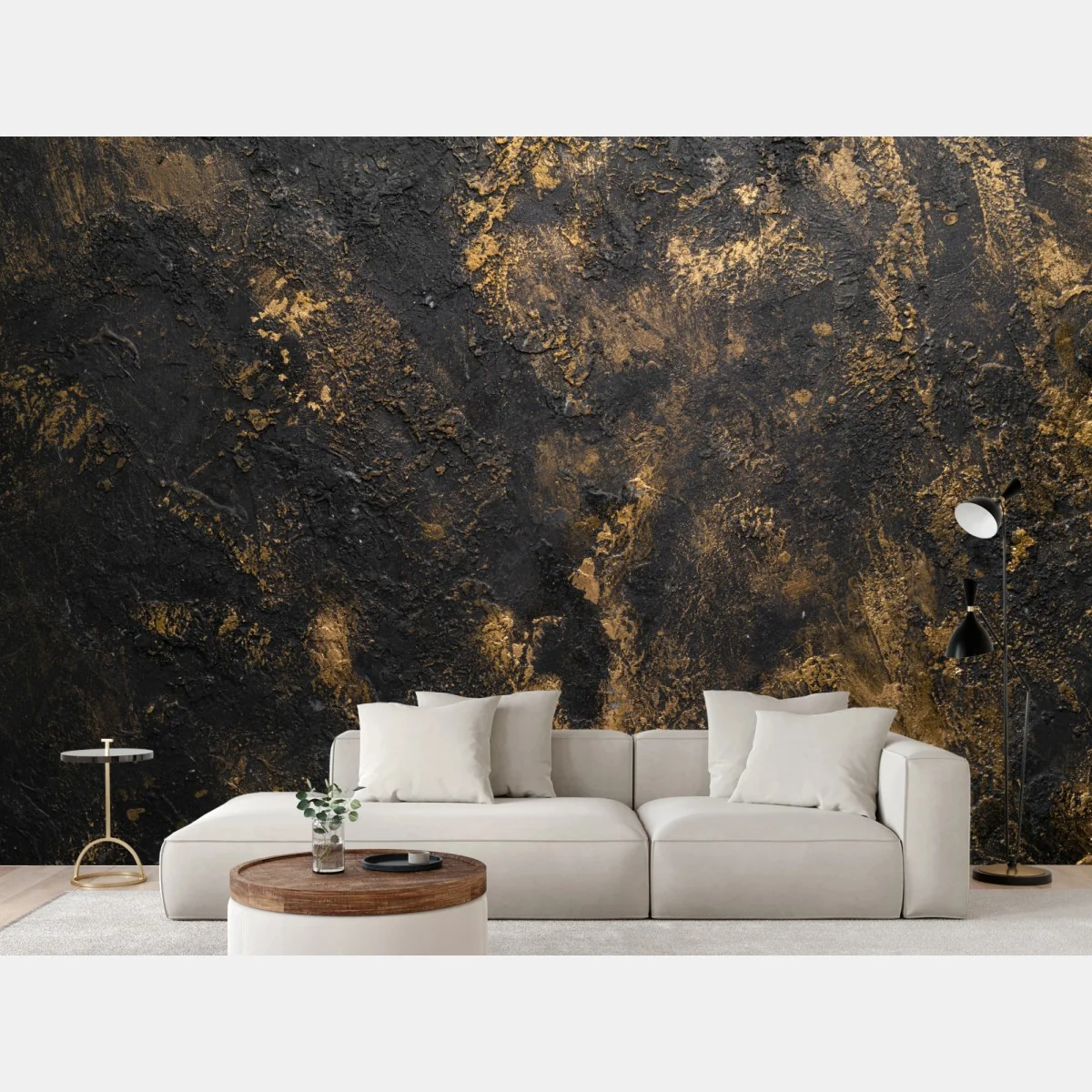 Fototapeta czarno-złota teksturowana abstrakcja ścienna – Wallissimo® Fototapeta czarno-złota teksturowana abstrakcja ścienna – Wallissimo®