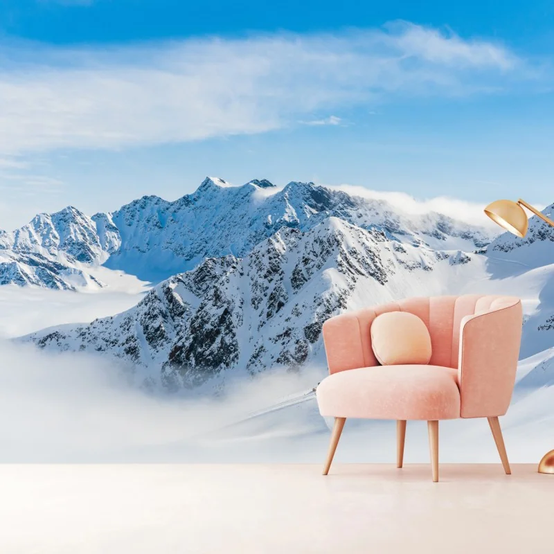 Fototapeta panorama lodowca Kaunertal nad zaśnieżonymi szczytami – Wallissimo® Fototapeta panorama lodowca Kaunertal nad zaśnieżonymi szczytami – Wallissimo®