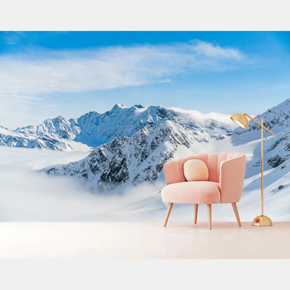 Fototapeta panorama lodowca Kaunertal nad zaśnieżonymi szczytami – Wallissimo® Fototapeta panorama lodowca Kaunertal nad zaśnieżonymi szczytami – Wallissimo®