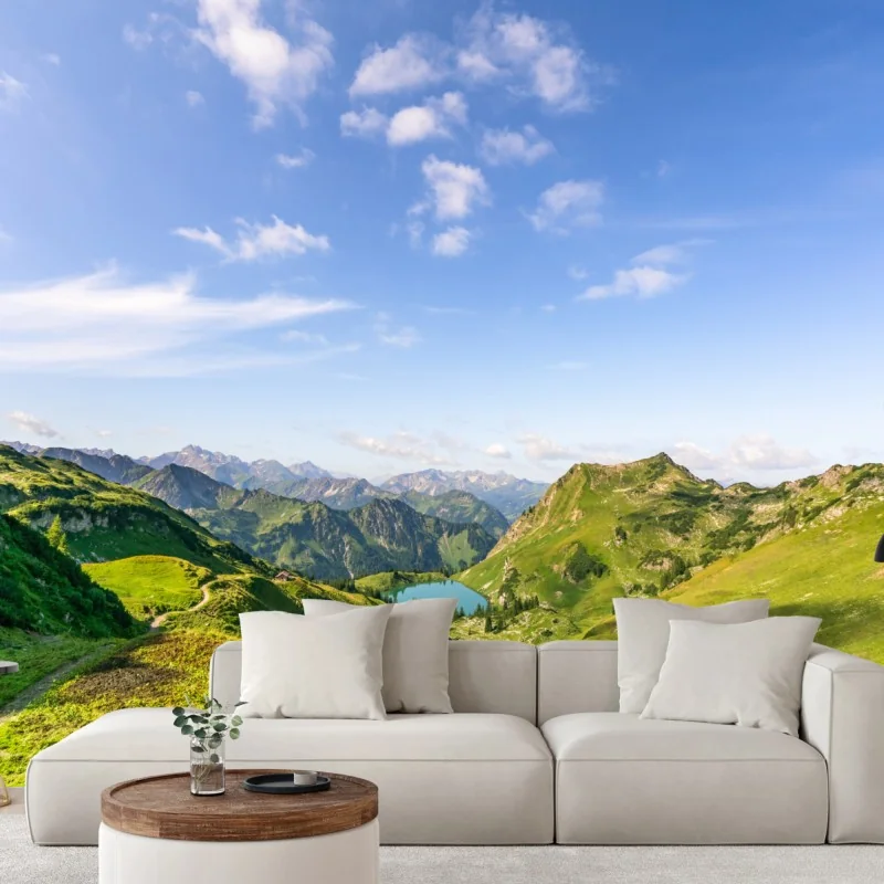 Fototapeta spokojne alpejskie jezioro w górach