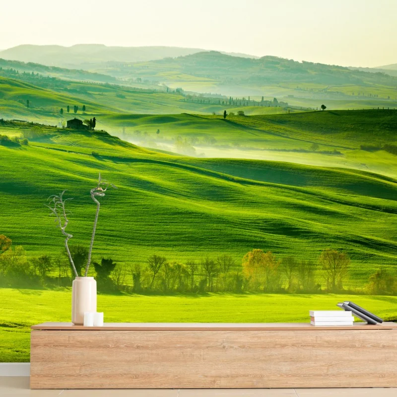 Fototapeta słoneczne falujące wzgórza Toskanii – Wallissimo® Fototapeta słoneczne falujące wzgórza Toskanii – Wallissimo®