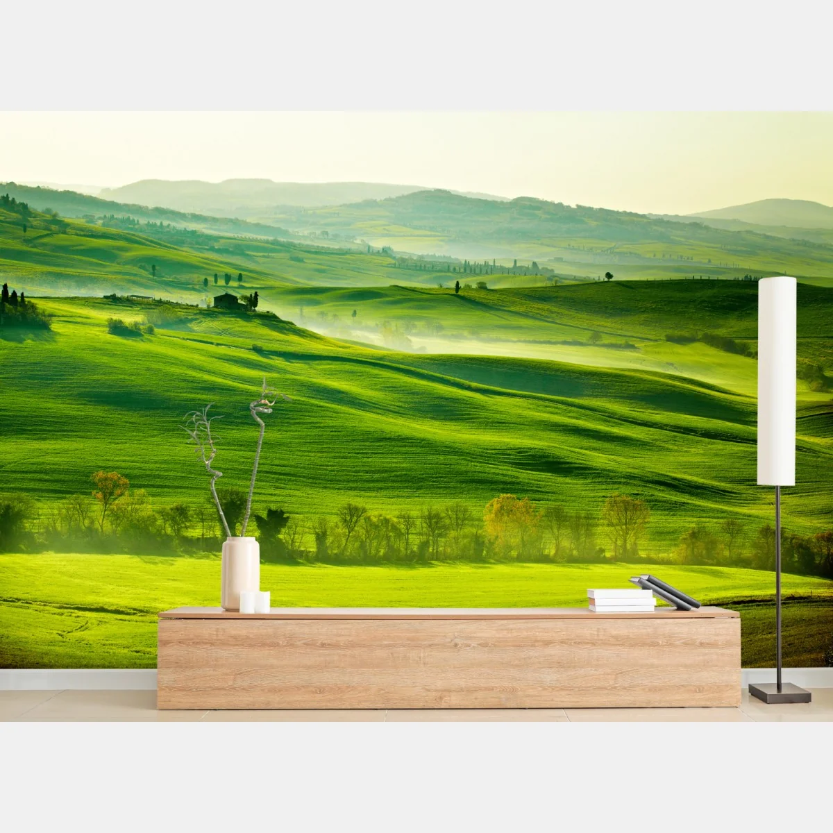Fototapeta słoneczne falujące wzgórza Toskanii – Wallissimo® Fototapeta słoneczne falujące wzgórza Toskanii – Wallissimo®