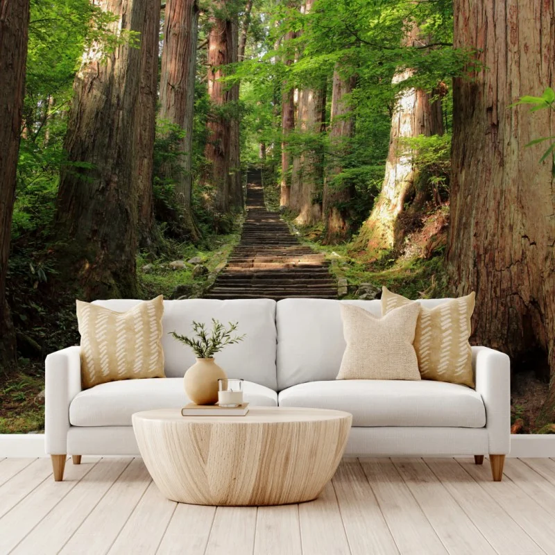 Fototapeta kamienne schody w starym lesie – Wallissimo® Fototapeta kamienne schody w starym lesie – Wallissimo®