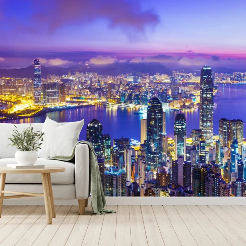 Fototapeta Hong Kong panorama o świcie – Wallissimo® Fototapeta Hong Kong panorama o świcie – Wallissimo®