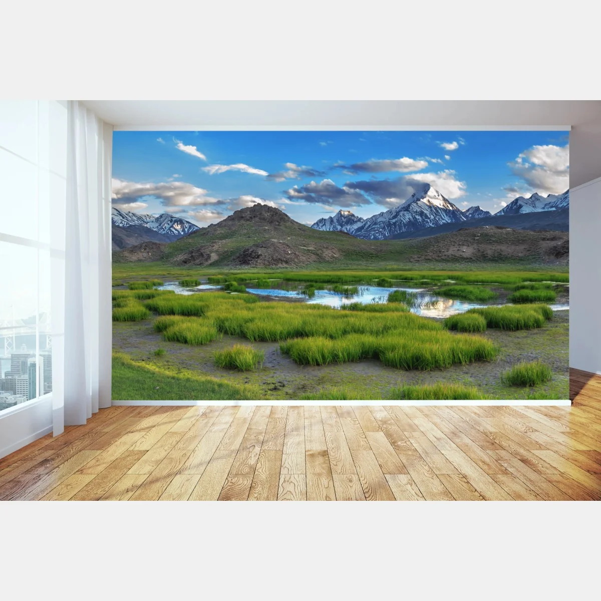 Fototapeta spokojne jezioro górskie w Himalajach latem – Wallissimo® Fototapeta spokojne jezioro górskie w Himalajach latem – Wallissimo®