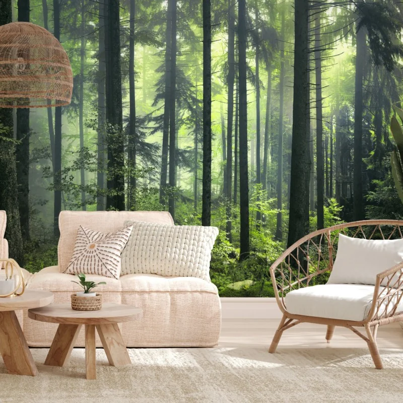 Fototapeta tajemniczy zielony wiosenny las – Wallissimo® Fototapeta tajemniczy zielony wiosenny las – Wallissimo®