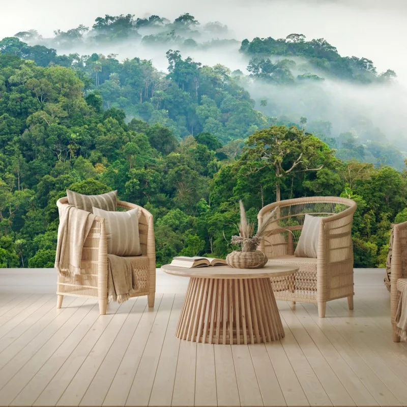 Fototapeta poranna mgła nad lasem Kaeng Krachan – Wallissimo® Fototapeta poranna mgła nad lasem Kaeng Krachan – Wallissimo®