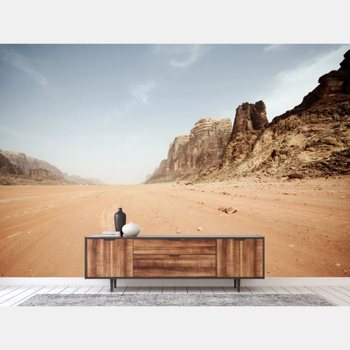 Fototapeta rozległa panorama pustyni Wadi Rum, Jordania – Wallissimo® Fototapeta rozległa panorama pustyni Wadi Rum, Jordania – Wallissimo®