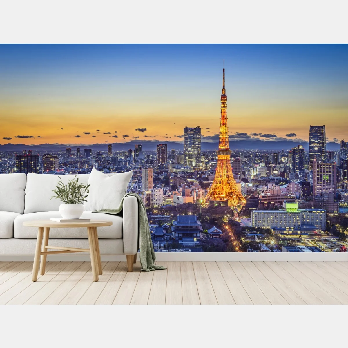 Fototapeta Wieża Tokijska o zmierzchu nad panoramą Tokio – Wallissimo® Fototapeta Wieża Tokijska o zmierzchu nad panoramą Tokio – Wallissimo®