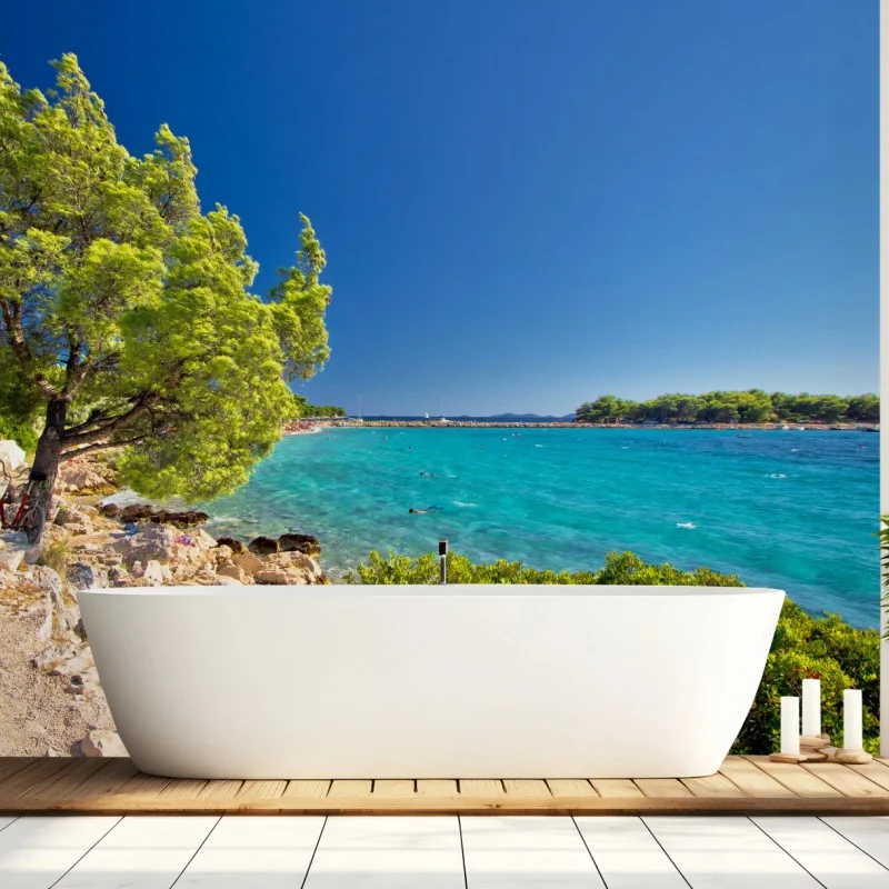 Fototapeta idylliczna turkusowa plaża na wyspie Murter – Wallissimo® Fototapeta idylliczna turkusowa plaża na wyspie Murter – Wallissimo®