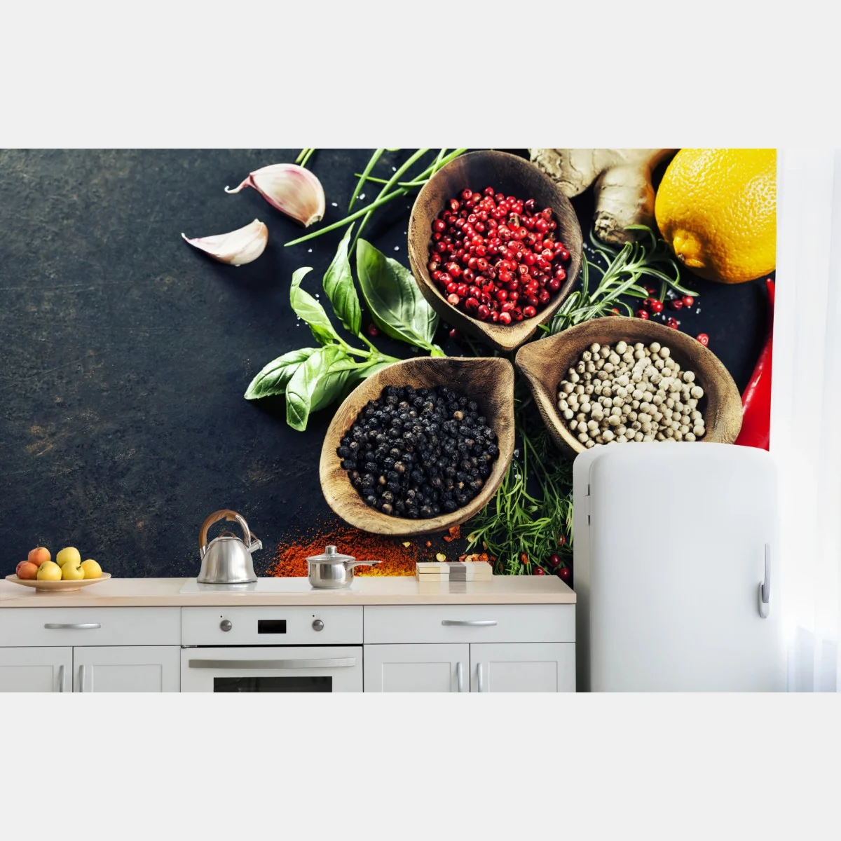 Fototapeta żywe przyprawy i świeże zioła – Wallissimo® Fototapeta żywe przyprawy i świeże zioła – Wallissimo®