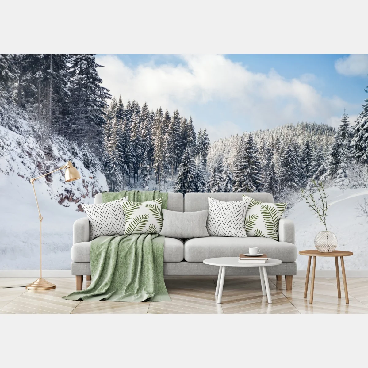 Fototapeta zimowa droga w zaśnieżonym lesie – Wallissimo® Fototapeta zimowa droga w zaśnieżonym lesie – Wallissimo®