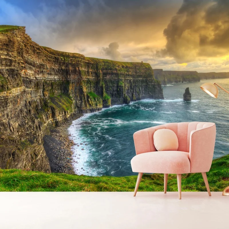 Fototapeta dramatyczne klify wybrzeża o zachodzie słońca – Wallissimo® Fototapeta dramatyczne klify wybrzeża o zachodzie słońca – Wallissimo®
