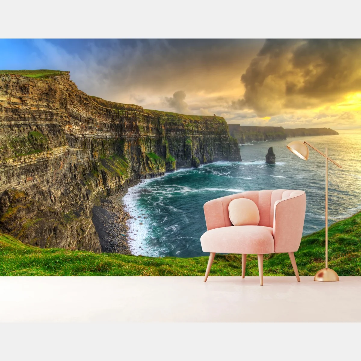 Fototapeta dramatyczne klify wybrzeża o zachodzie słońca – Wallissimo® Fototapeta dramatyczne klify wybrzeża o zachodzie słońca – Wallissimo®