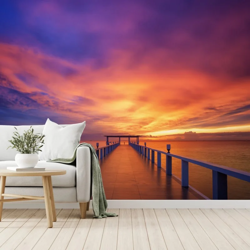 Fototapeta molo o zachodzie słońca na plaży – Wallissimo® Fototapeta molo o zachodzie słońca na plaży – Wallissimo®
