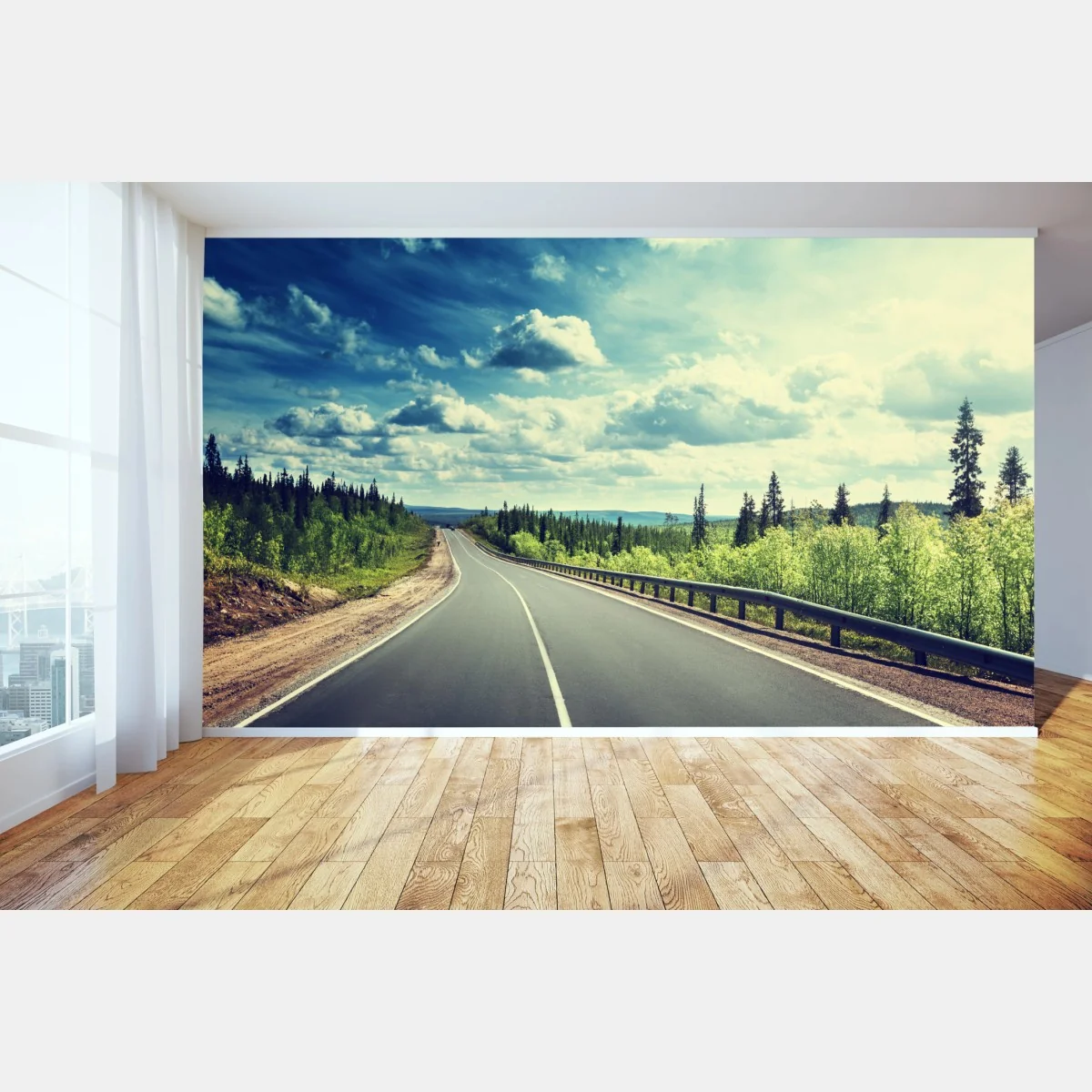 Fototapeta słoneczna leśna droga ku horyzontowi – Wallissimo® Fototapeta słoneczna leśna droga ku horyzontowi – Wallissimo®