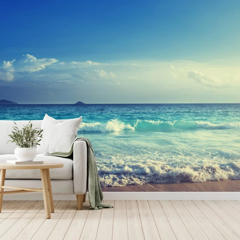 Fototapeta plaża na Seszelach o zachodzie słońca – Wallissimo® Fototapeta plaża na Seszelach o zachodzie słońca – Wallissimo®