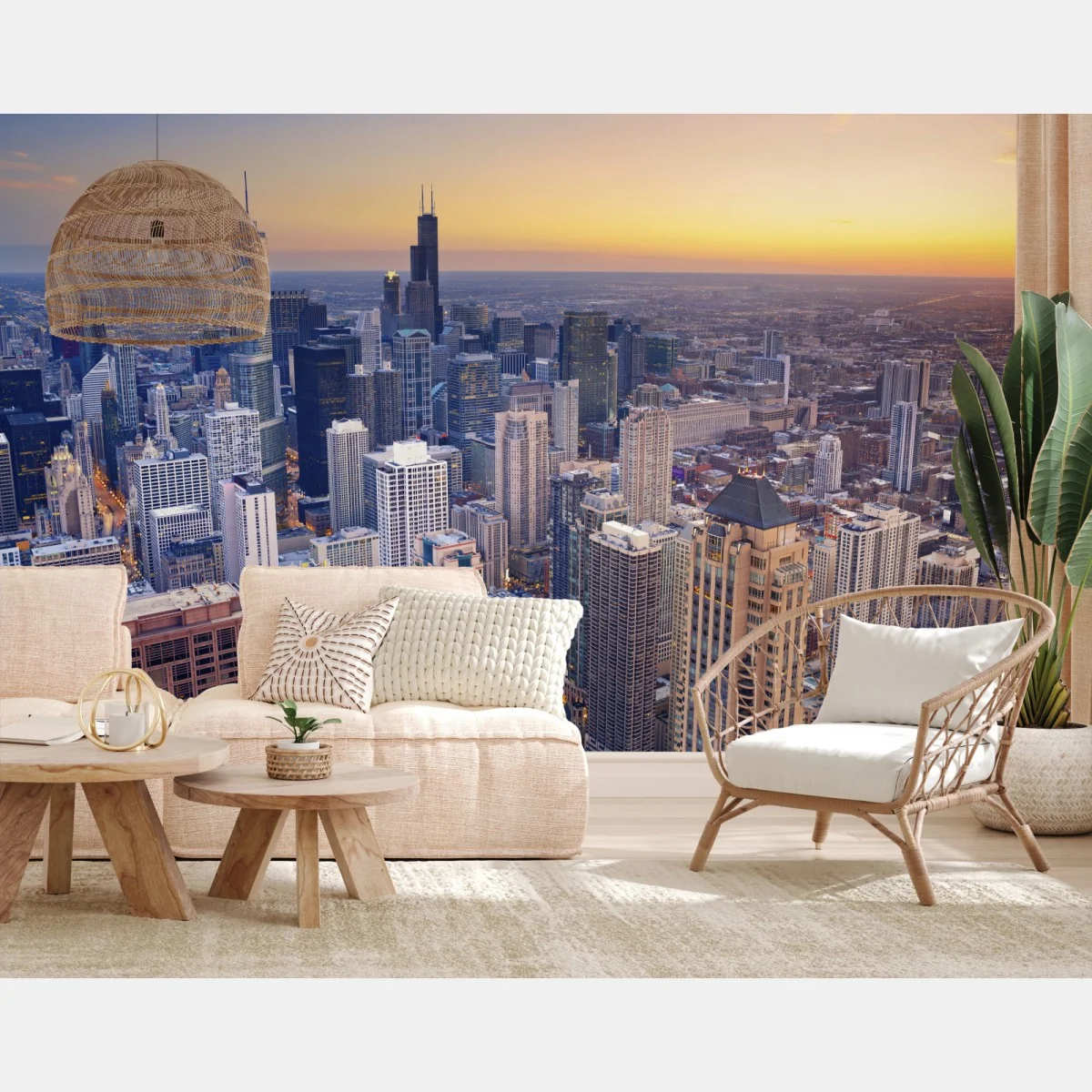 Fototapeta panorama miasta o zachodzie słońca – Wallissimo® Fototapeta panorama miasta o zachodzie słońca – Wallissimo®