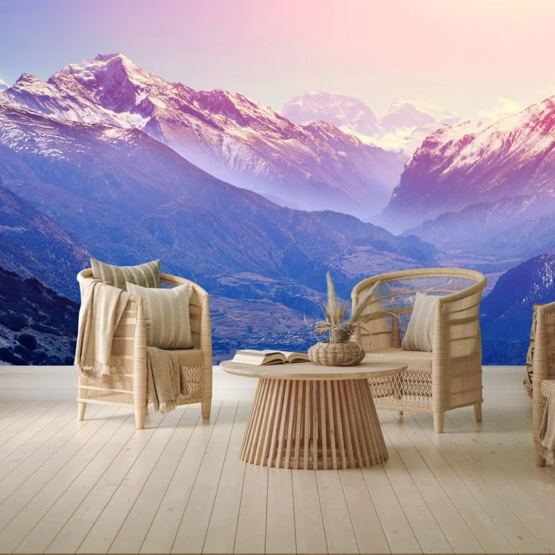 Fototapeta pastelowa dolina górska o świcie – Wallissimo® Fototapeta pastelowa dolina górska o świcie – Wallissimo®