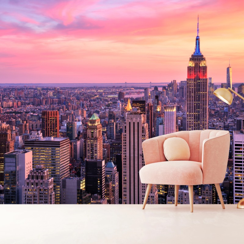 Fototapeta Nowy Jork panorama miasta o zachodzie słońca – Wallissimo®