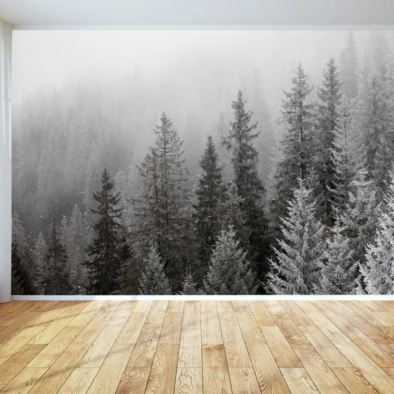 Fototapeta mglisty zimowy las w Karpatach – Wallissimo® Fototapeta mglisty zimowy las w Karpatach – Wallissimo®