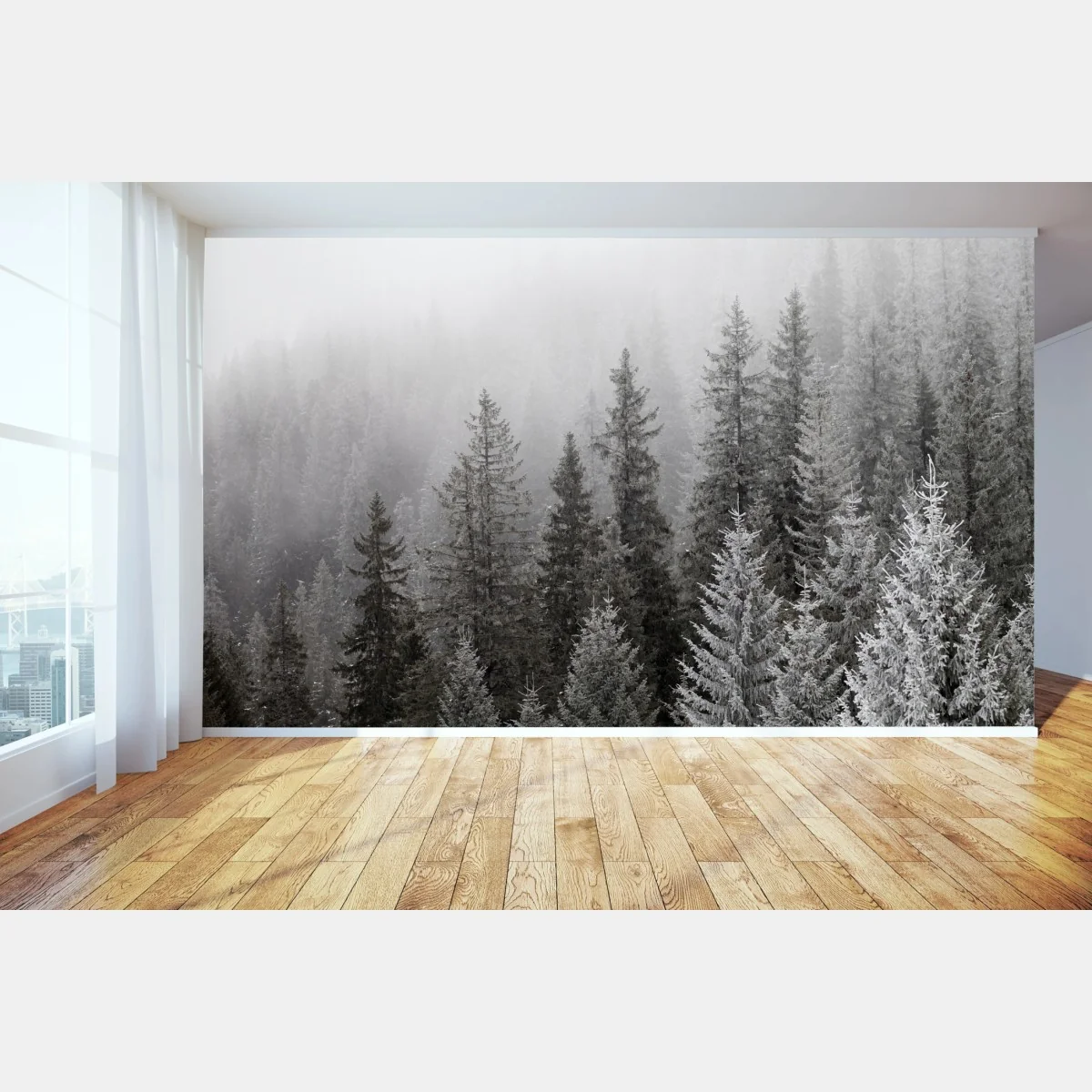 Fototapeta mglisty zimowy las w Karpatach – Wallissimo® Fototapeta mglisty zimowy las w Karpatach – Wallissimo®