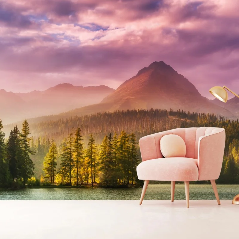 Fototapeta zachód słońca nad Štrbské Pleso – Wallissimo® Fototapeta zachód słońca nad Štrbské Pleso – Wallissimo®