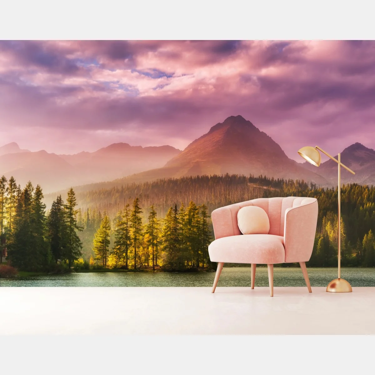 Fototapeta zachód słońca nad Štrbské Pleso – Wallissimo® Fototapeta zachód słońca nad Štrbské Pleso – Wallissimo®