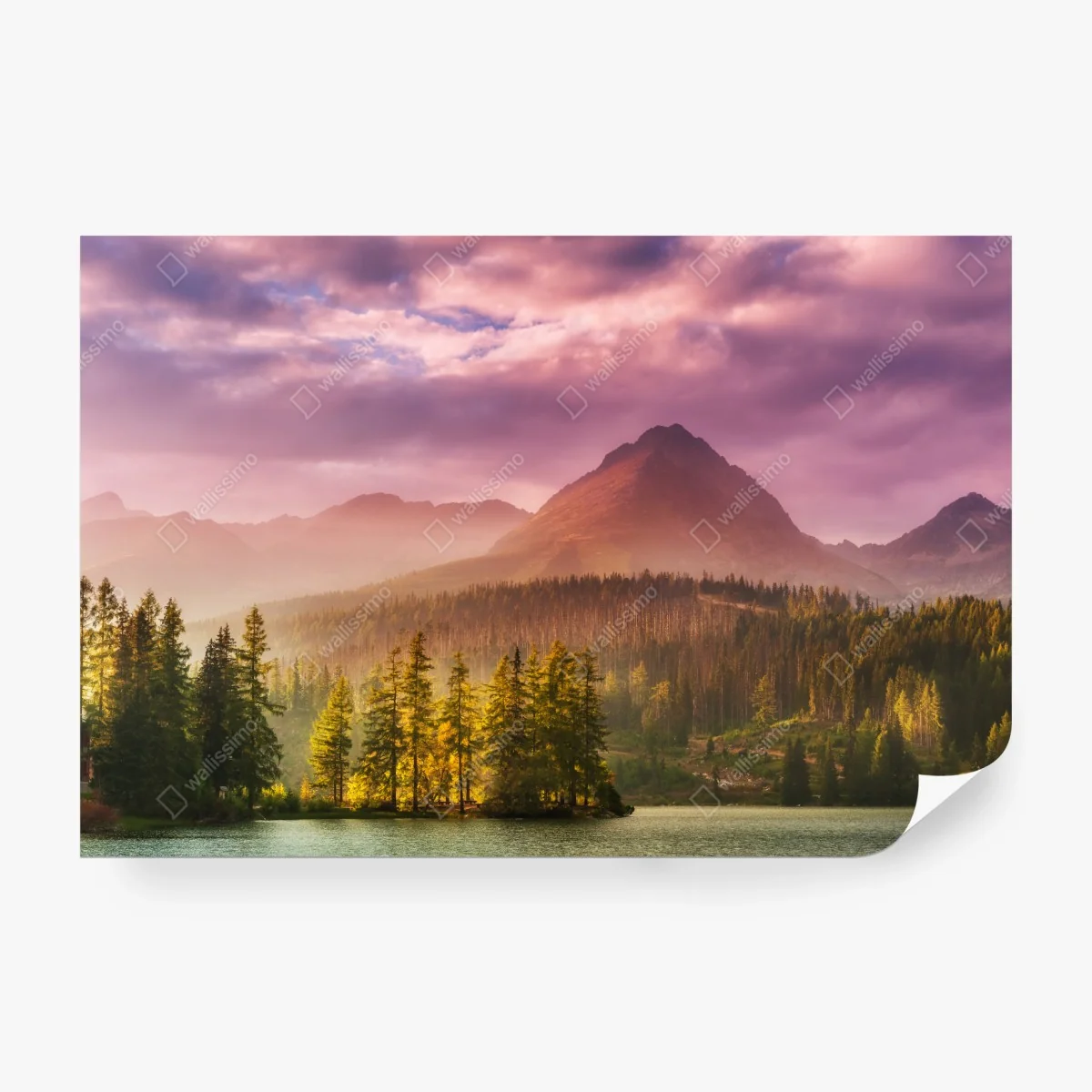 Fototapeta zachód słońca nad Štrbské Pleso – Wallissimo® Fototapeta zachód słońca nad Štrbské Pleso – Wallissimo®