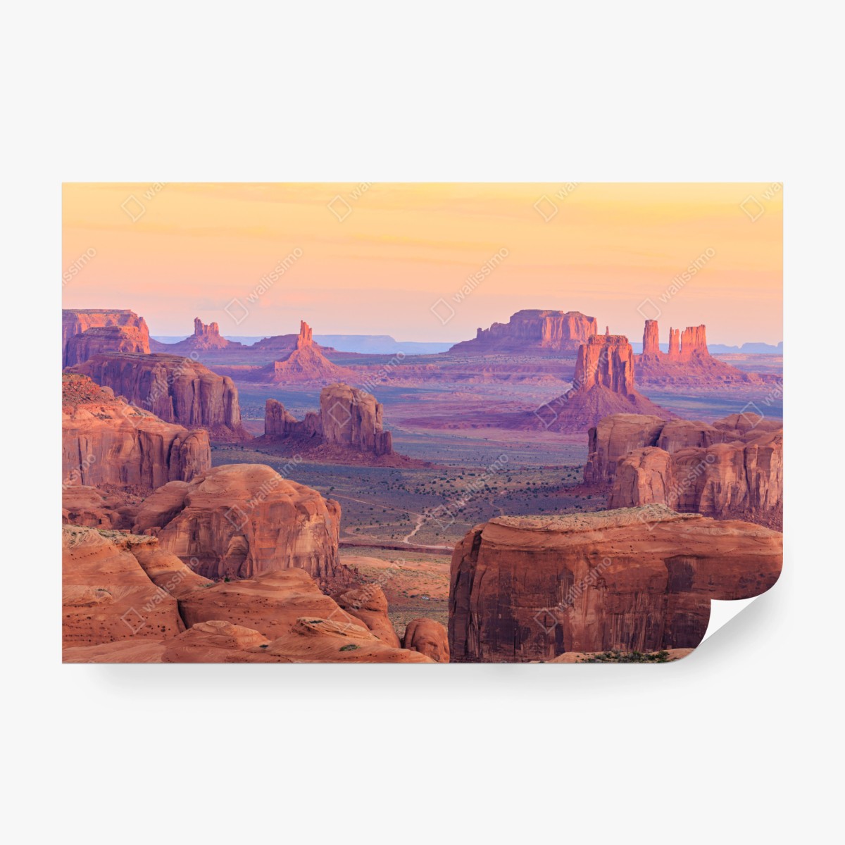 Fototapeta Monument Valley pustynny zachód słońca panorama – Wallissimo® Fototapeta Monument Valley pustynny zachód słońca panorama – Wallissimo®