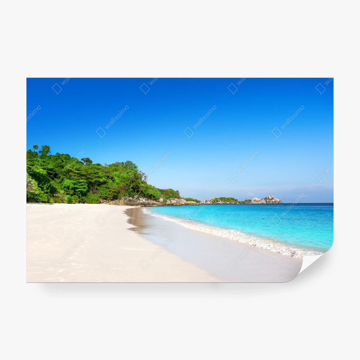 Fototapeta tropikalna plaża z białym piaskiem – Wallissimo® Fototapeta tropikalna plaża z białym piaskiem – Wallissimo®